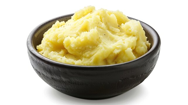 mashed potatoes in a bowl isolated on white background