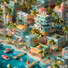Origami Paper Town: Cancún Beach and Nightlife Essence

