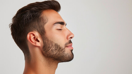 Obraz premium side profile of man white background
