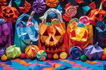 Origami Paper Town: Candy-Filled Trick or Treat Bags Essence

