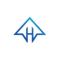 H letter growth arrow logo design