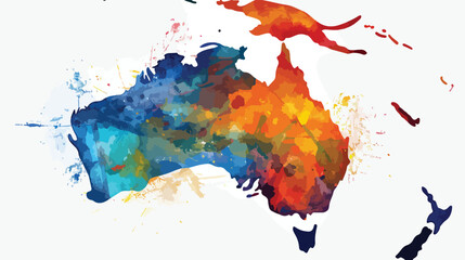 Australia Flat vector isolated on white background - obrazy, fototapety, plakaty
