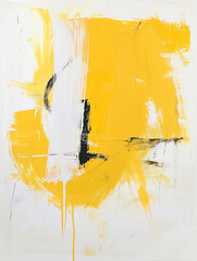 Abstract minimalist painting, yellow and white, brush strokes, which look like spirals. AI Generated