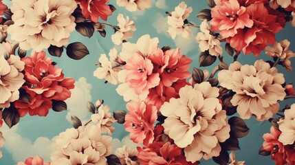 Design a high resolution vintage floral wallpaper with fantasy style flowers and a classic motif for a digital floral print background.