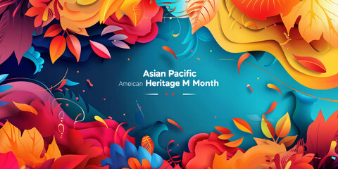 Asian American and Pacific Islander Heritage Month background, banner, logo