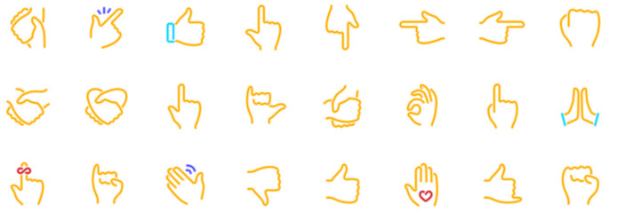 Set of Hands gestures icons