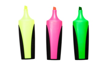 Yellow, red, green felt tip marker pens