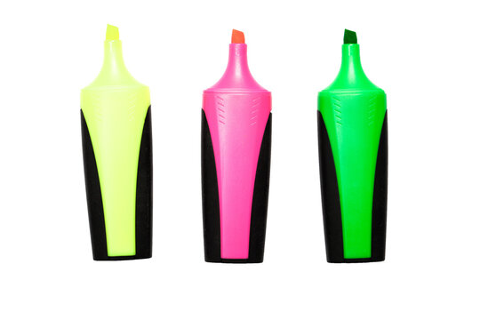 Yellow, red, green felt tip marker pens