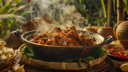 good moment in idul fitri when the cook any kind of food like rendang satae and soup A professional photography - obrazy, fototapety, plakaty
