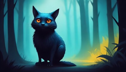 Black cat in forest