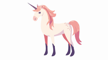 Printable Pastel Unicorn flat vector isolated on white