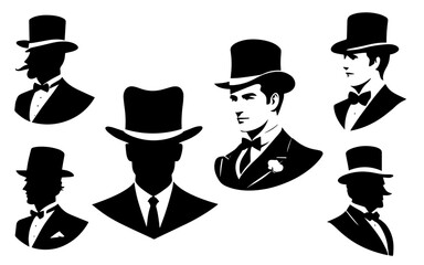 set of silhouette of a gentleman