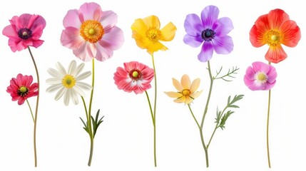 Flowers set collection. Isolated on white background Generative AI