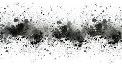 Obraz premium Abstract black ink splatter on white background, suitable for graphic design elements or textures.