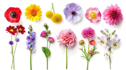 Flowers set collection. Isolated on white background Generative AI