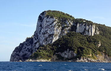 Fototapeta na wymiar Large Cliff at Capri Island in Italy Summer Day