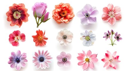 Flowers set collection. Isolated on white background Generative AI