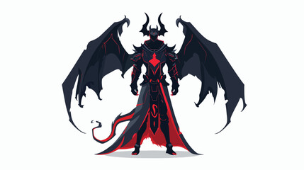 Dark demon cosplay flat vector isolated on white background
