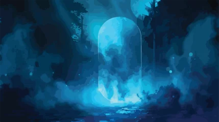 Photo sur Plexiglas Paysage fantastique Dark fantasy landscape. Dark forest magic mirror. Dar