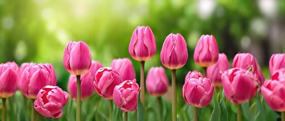 Panorama of spring flowers in the field or garden