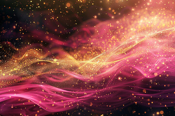 gold energy flow, dark pink, colorful, magical, backround