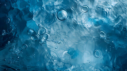 Top view floating water on a blue background. High-resolution