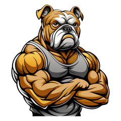 Muscular Bulldog Mascot - Logo Design Vector