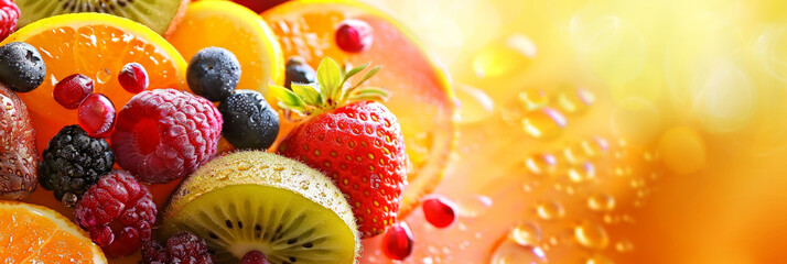 A colorful fruit salad with strawberries, blueberries, and kiwi