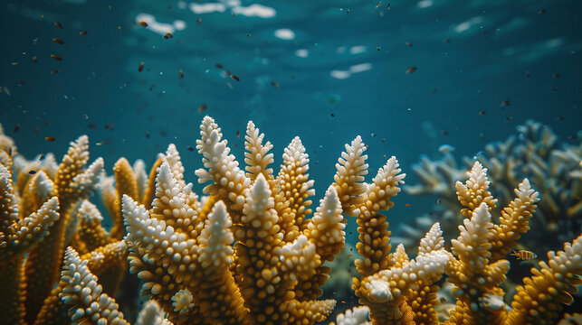 Close-up Images of Coral Reefs Experiencing Bleaching Due to Rising Ocean Temperatures
