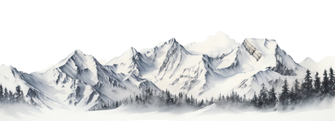 Picturesque landscape with majestic mountain peaks, cut out