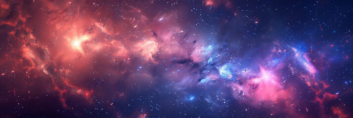 A beautiful, colorful galaxy with a pink and blue hue
