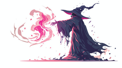 Undead sorcerer casting a spell digital art style illustration - obrazy, fototapety, plakaty