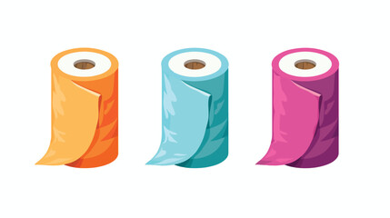 Vector Toilet Paper Color Icon on White Background flat