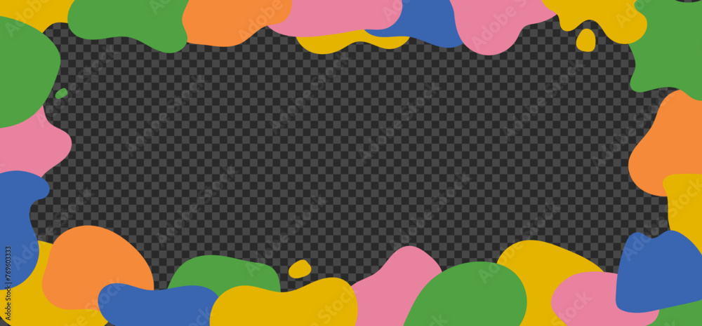 Aufkleber Transparent background with border frame with blob circles. Colorfull wavy vector liquid. Irregular elements.