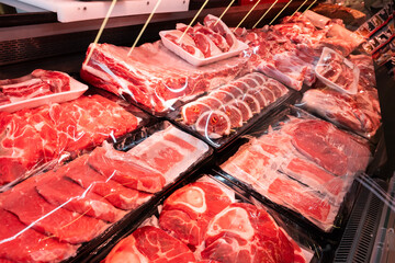 Raw meats on Butcher's shop