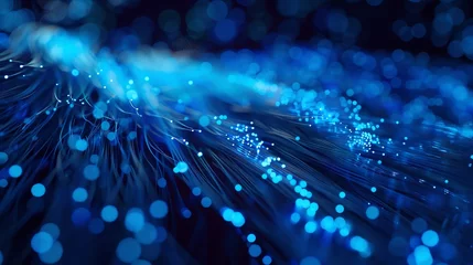 Foto op Aluminium people working with fiber optic cables,cyber, technology, blue colors, dark blue, fiber optics ,3d render © BOMB8