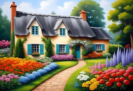 Charming, quaint cottage garden with blooming flowers 2 (131)