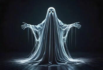 Ghost on dark background - obrazy, fototapety, plakaty