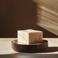 The simplicity of a tofu block backlit
