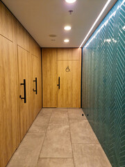 modern interior design of public toilet with decorative light