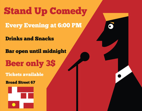 Stand Up Comedy Advertisement Poster. Popular events and culture concept vector