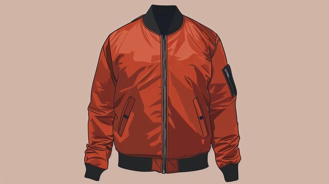 orange bomber jacket with black details clip art preview