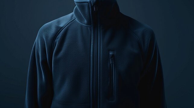 A classic men's fleece jacket vector mockup, depicting a traditional design