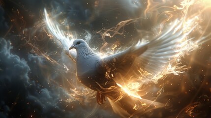 Holy Spirit Dove ascending. AI GenerativeHoly Spirit Dove ascending. AI Generative