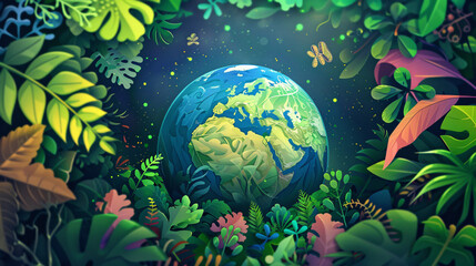 Go Vegan, Save The Planet. Vibrant earth, symbolizing impact of plant-based life on global conservation. Portrayal promoting a sustainable, plant-based lifestyle for environmental and planetary health
