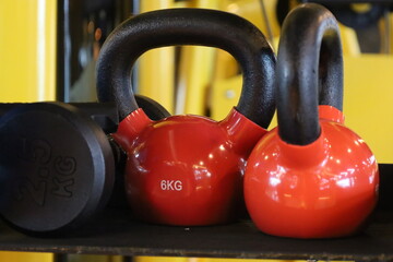 dumbbell weights in a gym