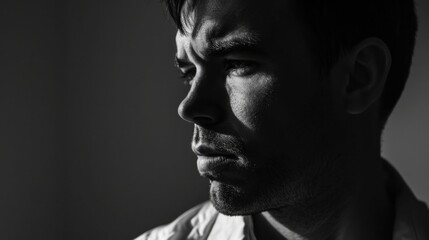 Classic Black and White: A timeless black and white portrait focusing on the man's face