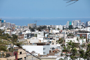 Fototapeta premium City landscape horizon Lima Peru with stratus clouds