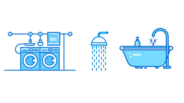 water waste concept icons in white or transparent background