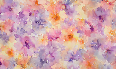abstract watercolor floral background, pink violet orange - obrazy, fototapety, plakaty